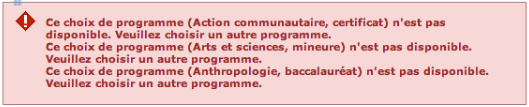 erreur s'affiche lorsque vous tentez de soumettre votre demande ...